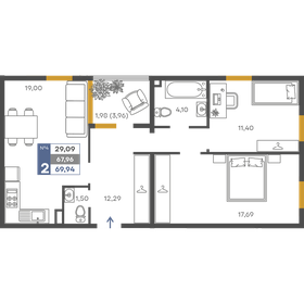 Квартира 68 м², 2-комнатная - изображение 1