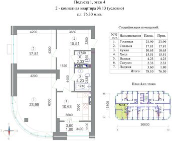 Квартира 76,3 м², 2-комнатная - изображение 1