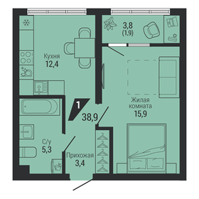Квартира 38,9 м², 1-комнатная - изображение 1