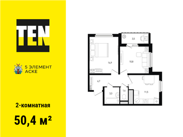 Квартира 50,4 м², 2-комнатная - изображение 1