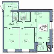 Квартира 69,2 м², 2-комнатная - изображение 2