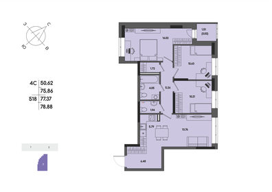 Квартира 77,4 м², 4-комнатная - изображение 1