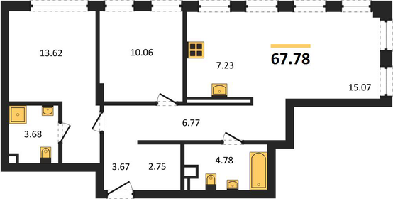 Квартира 68 м², 3-комнатная - изображение 1