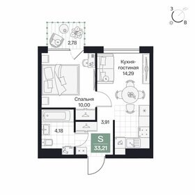 Квартира 33,2 м², 1-комнатная - изображение 1