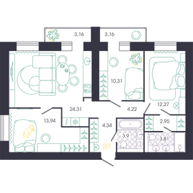 Квартира 83,2 м², 3-комнатная - изображение 1