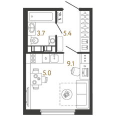 Квартира 23,2 м², студия - изображение 2