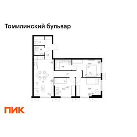 Квартира 77,3 м², 3-комнатная - изображение 1