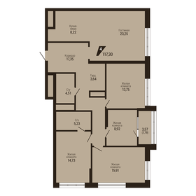 Квартира 117,3 м², 4-комнатная - изображение 2