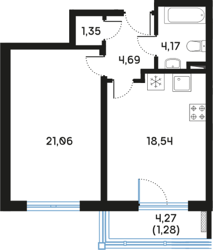 48,8 м², 1-комнатная квартира 22 154 840 ₽ - изображение 13