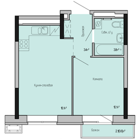 Квартира 34 м², 1-комнатная - изображение 1
