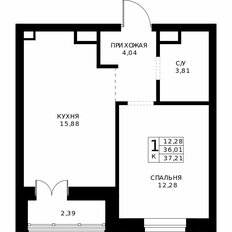 Квартира 37,2 м², 1-комнатная - изображение 2