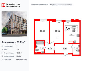 Квартира 66,2 м², 2-комнатная - изображение 1