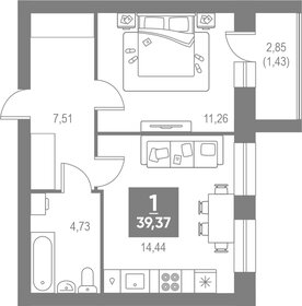 Квартира 39,4 м², 1-комнатная - изображение 1