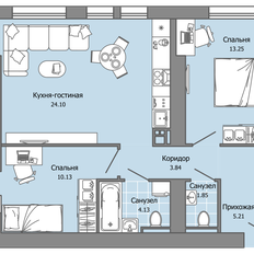 Квартира 63 м², 2-комнатная - изображение 2