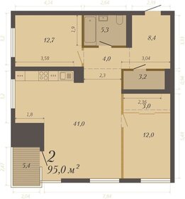 Квартира 95 м², 2-комнатные - изображение 1