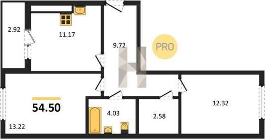 Квартира 54,5 м², 2-комнатная - изображение 1