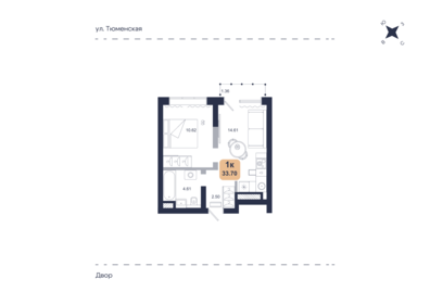 Квартира 33,7 м², 1-комнатная - изображение 1
