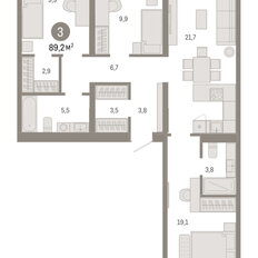 Квартира 89,2 м², 3-комнатная - изображение 3