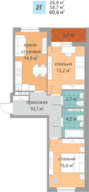 Квартира 60,6 м², 2-комнатная - изображение 1