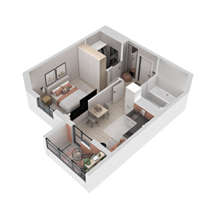Квартира 39 м², 1-комнатная - изображение 2