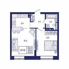 Квартира 42,8 м², 2-комнатная - изображение 3