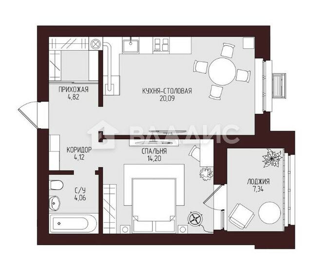 45,5 м², 1-комнатная квартира 4 200 000 ₽ - изображение 29