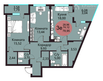 Квартира 79 м², 3-комнатная - изображение 1