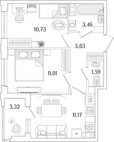 Квартира 45,5 м², 2-комнатная - изображение 1