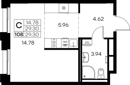 Квартира 29,3 м², студия - изображение 1