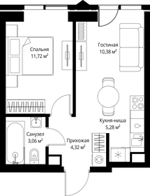 Квартира 34,8 м², 1-комнатная - изображение 2