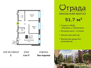 Квартира 51,7 м², 2-комнатная - изображение 1