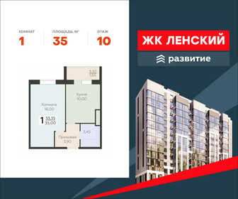 Квартира 35 м², 1-комнатная - изображение 1