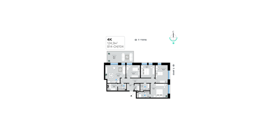 Квартира 124,9 м², 4-комнатная - изображение 1