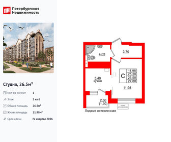 Квартира 26,5 м², студия - изображение 1