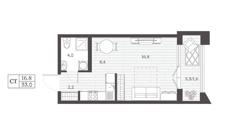 29,7 м², квартира-студия 6 336 092 ₽ - изображение 38