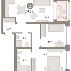 Квартира 70 м², 2-комнатная - изображение 3