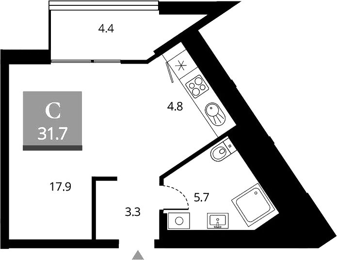 33,5 м², 1-комнатная квартира 9 500 000 ₽ - изображение 81