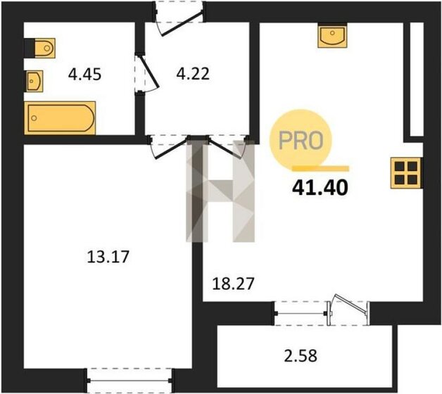 43,2 м², 1-комнатная квартира 7 557 291 ₽ - изображение 48