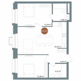 Квартира 60,5 м², 3-комнатная - изображение 1