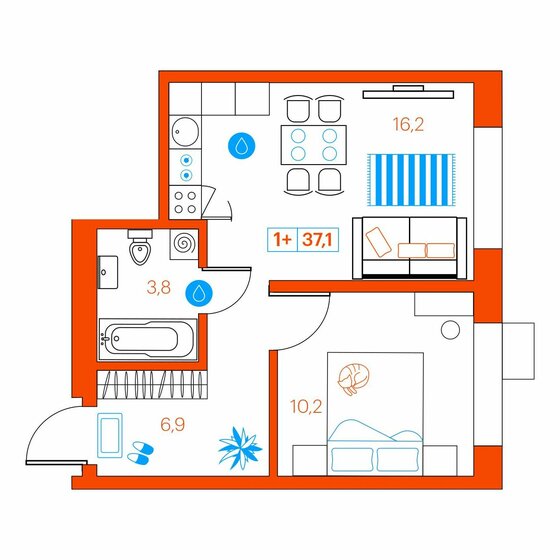36,4 м², 1-комнатная квартира 3 380 000 ₽ - изображение 83