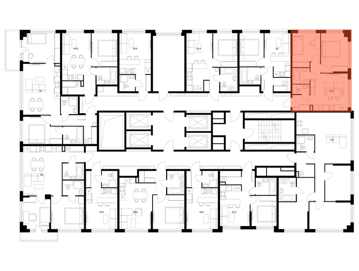 45 м², 2-комнатная квартира 13 999 000 ₽ - изображение 129