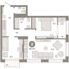 Квартира 70,1 м², 2-комнатная - изображение 3