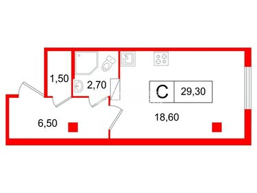 Квартира 29,3 м², студия - изображение 1