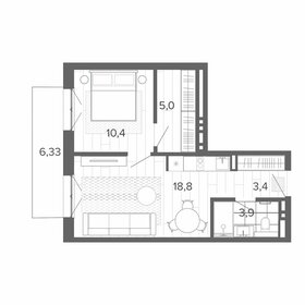 Квартира 43,4 м², 2-комнатная - изображение 1