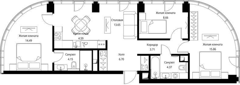 Квартира 76,2 м², 3-комнатная - изображение 2