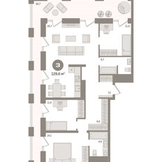 Квартира 129,6 м², 2-комнатная - изображение 3