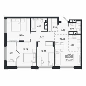 Квартира 80,3 м², 4-комнатная - изображение 1