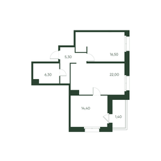 Квартира 65,9 м², 2-комнатная - изображение 2