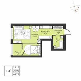 Квартира 40,4 м², студия - изображение 1