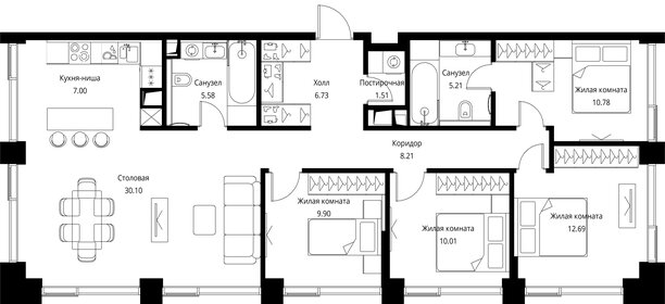 Квартира 107,7 м², 4-комнатная - изображение 2